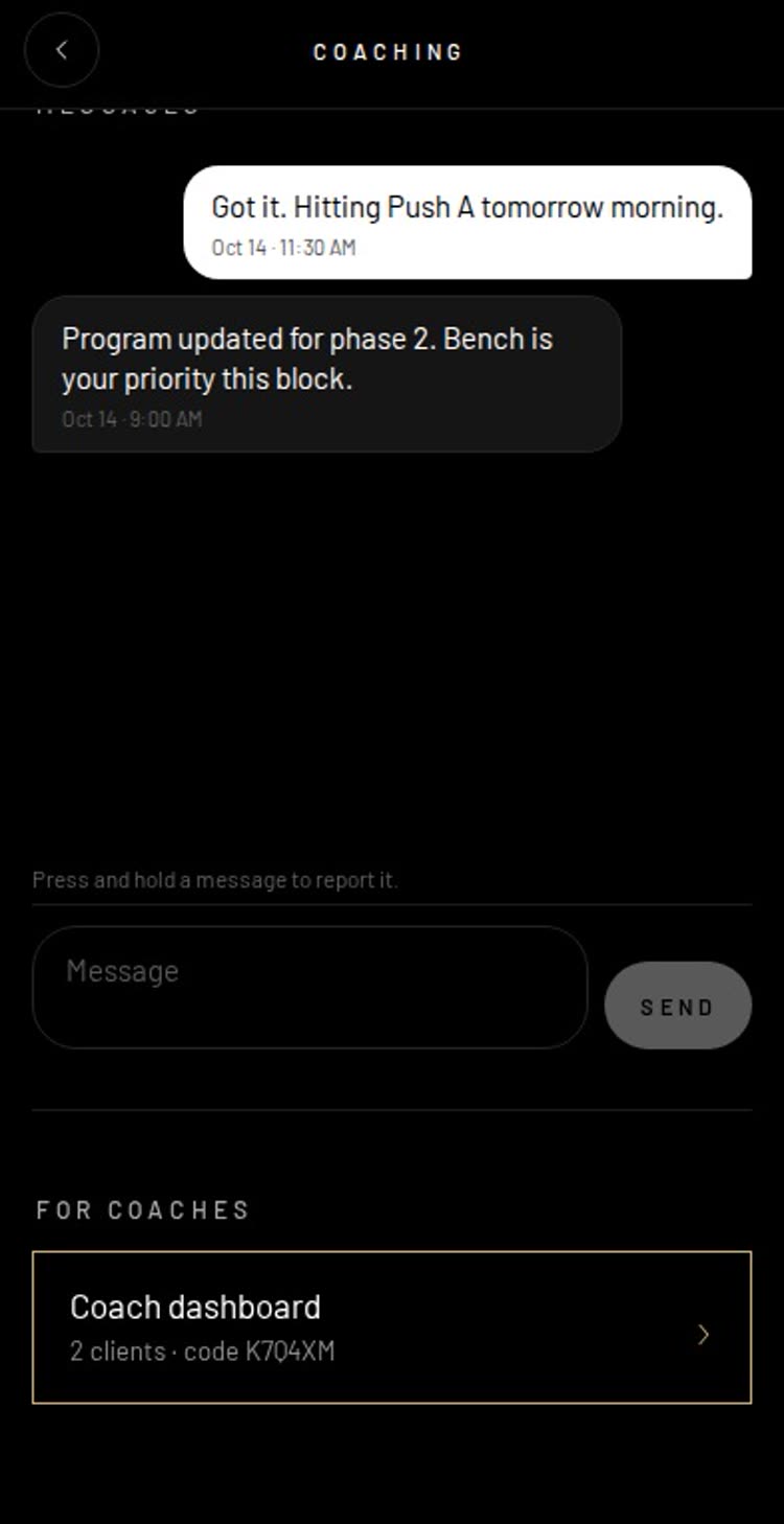Check-in and messages